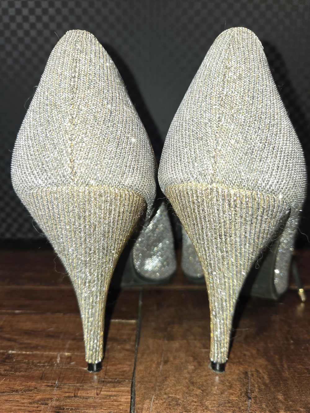 Sparkle Gold Glitter Lace-Up Peep Toe Heels
